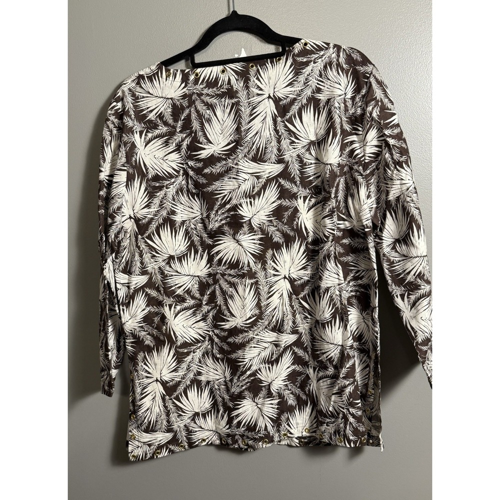 Michael Kors Brown White‎ Linen Palm Shirt - Picture 2 of 8